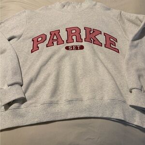 Parke Set Gray Sweatshirt with Pink Accents